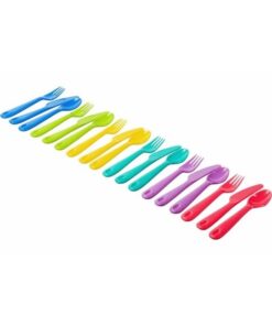 Kiddies Plastic Cutlery - Rainbow Range - 6 Assorted Colour Sets Per Pack - Pack of 10