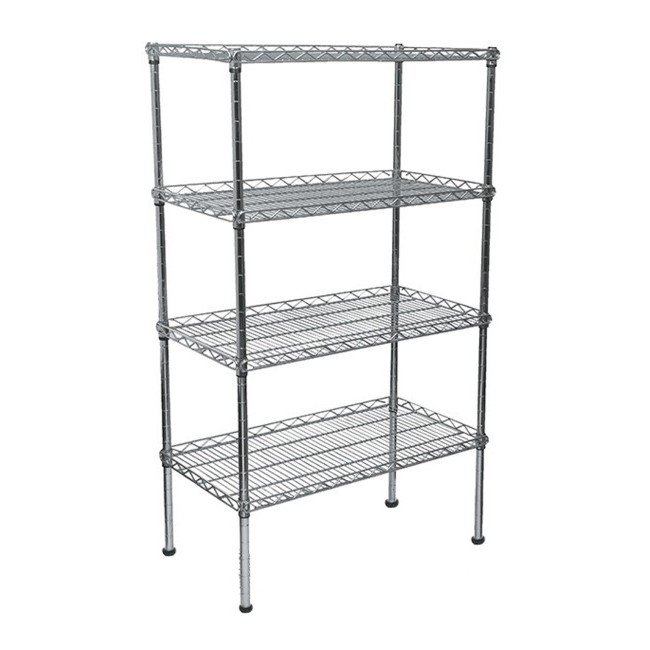 Wire Steel Shelving - Galvanised - 4 Shelves - 180 x 90 x 45 cm