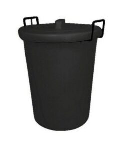 Refuse Bin with Lid - Plastic - Steel Handles - 90L - Black