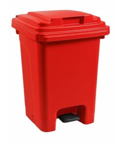 Plastic Pedal Bin - Foot Operated - 60L - Red