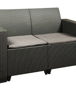 Jabulani Two Seater Patio Chair - Outdoor - Rattan Look - Charcoal - 122 x 57 x 75cm