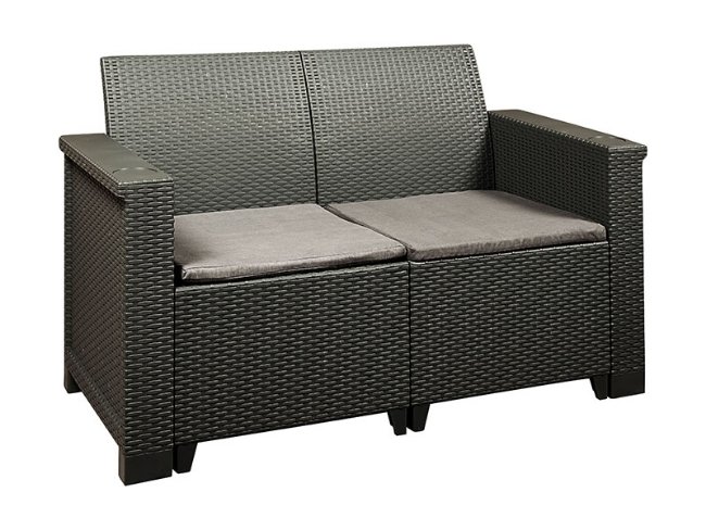 Jabulani Two Seater Patio Chair - Outdoor - Rattan Look - Charcoal - 122 x 57 x 75cm