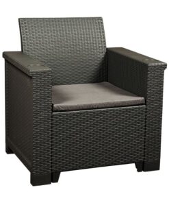 Jabulani One Seater Patio Chair - Outdoor - Rattan Look - Charcoal - 73 x 57 x 75cm