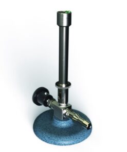 Bunsen burner for natural gas with needle valve, pilot flame