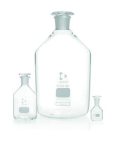 DWK Duran Narrow Neck Bottle, Clear Glass with NS-Glass Stopper, 20000 ml