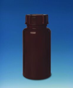 BRAND Bottle, 250 mL, PE-LD, Wide Neck, GL 40, Brown Opaque, with Screw Cap