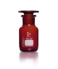 DWK Duran Wide Neck Reagent Bottle, Amber Glass with NS Glass Stopper/Cap, 50 mL