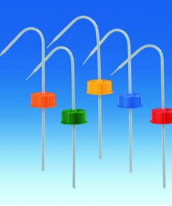 VITLAB Vent Cap with Screw Connection and Squirt Pipe, PP Blue for Bottle 500 mL, GL-45