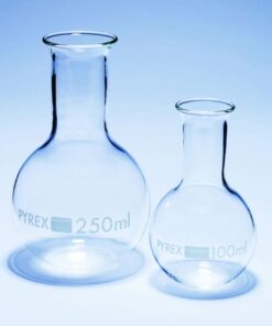 DWK Round Flask 250ml Narrow Neck Flat Bottom Pyrex Pack of 10