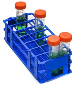 Bel-Art Test Tube Rack 21 Places, D: 30 mm, 3 x 7, Blue, Autoclavable, Pack of 8
