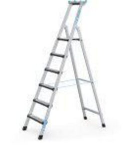 ZARGES Stepladder, 6 Steps, Safety Platform High 1.32m One-Side Use Only, Aluminium
