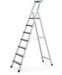 ZARGES Stepladders, 7 Steps, Safety Platform High 1.54m One-Side Use Only, Aluminium