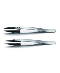 Ideal-tek Tweezers (130 mm, Anti-Magnetic, Anti-Acid, Strong Sharp Replaceable Tip, Carbon Fibre)