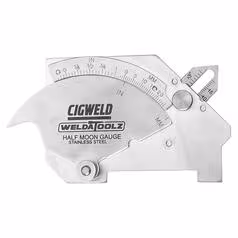 Alternative view of WeldaToolz Half-Moon stainless steel Bridge-Cam Style welding gauge